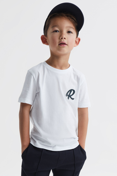 Reiss Kids' Jude - White Junior Cotton Crew Neck T-shirt, 8 - 9 Years