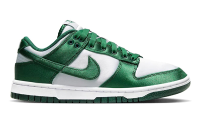 Pre-owned Nike Dunk Low Michigan State Satin (women's) In White/team Green