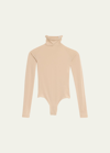 Alaïa Semi-sheer Turtleneck Bodysuit In Neutral