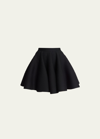 ALAÏA RIBBED WOOL FIT-FLARE MINI SKIRT