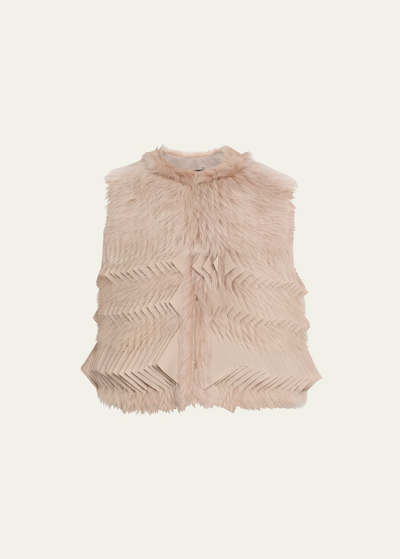 Giorgio Armani Women's Pleated & Dyed Shearling Vest In Light Walnut