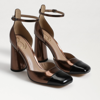 Sam Edelman Cristine Ankle Strap Block Heel In Bronze Metallic In Multi