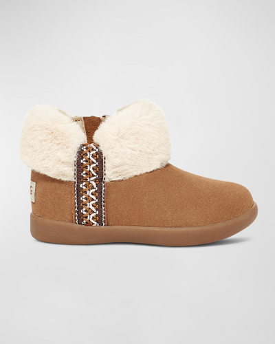 Ugg Kids' Dreamee Contrast-stitch Suede And Shearling Ankle Boots 2-7 Years In Brown