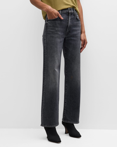 Mother The Rambler Zip Flood Outta Sight Jeans In Charcoal