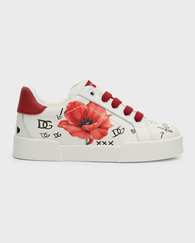 Dolce & Gabbana Kids Floral Graffiti Sneakers In Printed