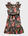 HELENA GIRL'S FLORAL CROCHET LACE DRESS RUFFLE DRESS
