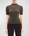 THEORY LEENDA MOCK-NECK RIBBED REGAL WOOL SWEATER