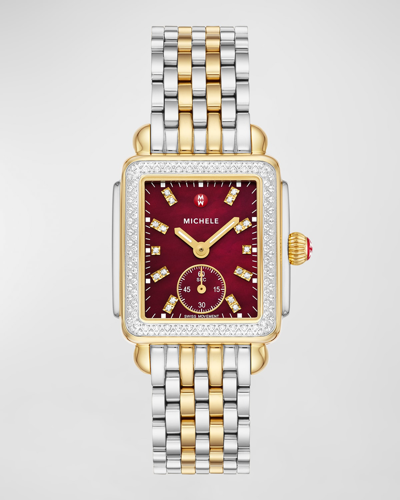 MICHELE DECO MID TWO TONE 18K GOLD PLATED DIAMOND WATCH