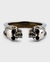 Alexander Mcqueen Twin Skull Ring In Silver