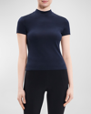 Theory Short-sleeve Pima Cotton Turtleneck Tiny Tee In Nocturne Navy