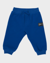 Dolce & Gabbana Boy's Logo Plaque Sweat Pants In Dark Blue