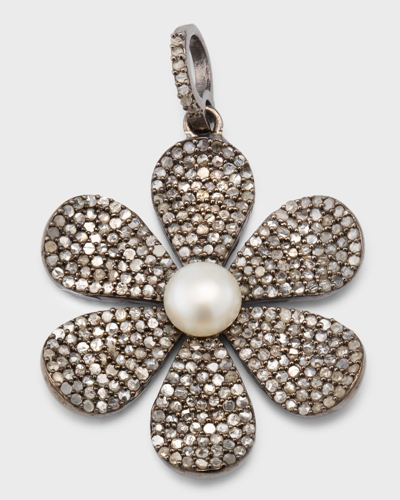Margo Morrison Sterling Silver And Diamond Pearl Flower Charm