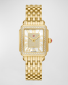 MICHELE DECO MADISON MID PAVE 18K GOLD PLATED WATCH WITH MOTHER-OF-PEARL