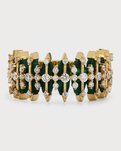 Kastel Jewelry Gratiana 18k Malachite And Diamond Band Ring