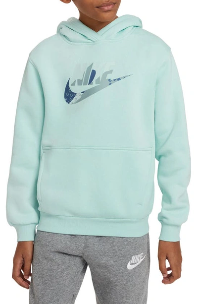Nike Kids' Club Fleece Graphic Hoodie In Jade Ice