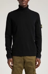 Stone Island Round-neck Sweatshirt With Zipped Sleeve Pocket In Black