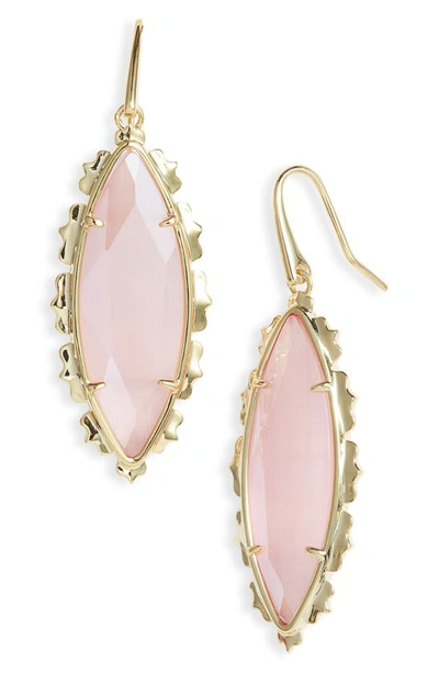 Kendra Scott Genevieve Drop Earrings In Gold Rose Quartz