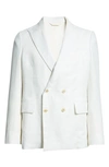 Bode Double Breasted Linen Blazer In Ivory