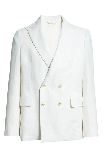 Bode Double Breasted Linen Blazer In Ivory