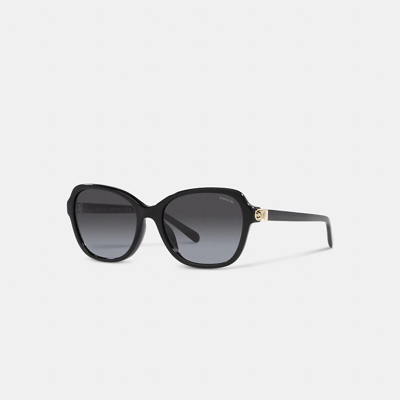 Coach Hinged Horse And Carriage Square Sunglasses In Black