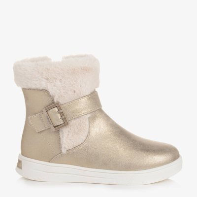 Mayoral Kids' Girls Gold Faux Fur Boots