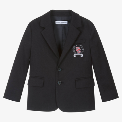 Dolce & Gabbana Kids' Boys Navy Blue Wool Blazer