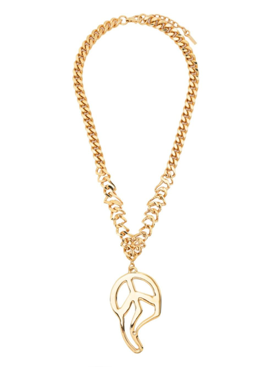 Moschino Melted Peace-sign Necklace In Gold