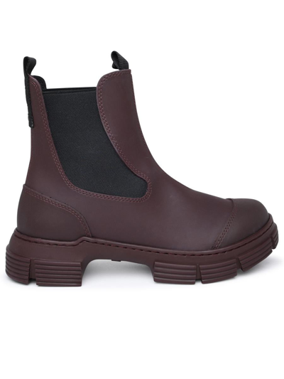 Ganni Recycled Rubber Heeled City Boot In Bordeaux
