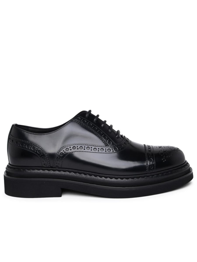 DOLCE & GABBANA DOLCE & GABBANA DAY CLASSIC BLACK LEATHER LACE-UP SHOES