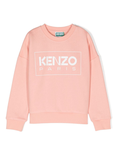 Kenzo Kids' Logo-print Cotton-blend Sweatshirt In Pink