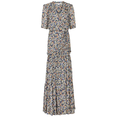 Veronica Beard Floral Silk Maxi Dress In Black