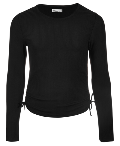 Epic Threads Big Girls Ribbed-knit Top With Ties, Created For Macy's In Deep Black