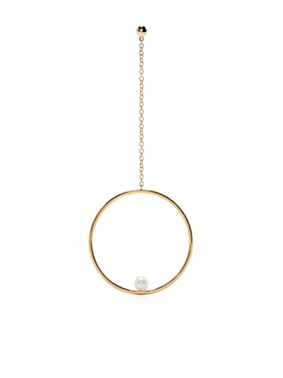 Anissa Kermiche Yellow Gold Pearl Drop Circle Earring
