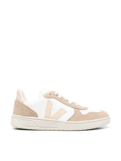 Veja V10 Chromefree Leather Sneakers In White