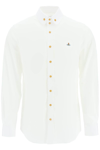 VIVIENNE WESTWOOD VIVIENNE WESTWOOD POPLIN SHIRT WITH BUTTON-DOWN COLLAR AND ORB EMBROIDERY
