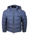 MOORER GOOSE DOWN PADDED BOMBER JACKET WITH REMOVABLE HOOD