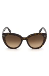 Tom Ford Izzi 53mm Cat Eye Sunglasses In Blonde Havana / Gradient Green