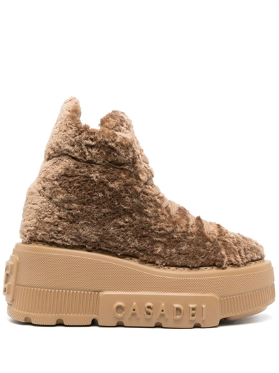 Casadei Nexus Trainers Aus Fleece-textur In Caramel