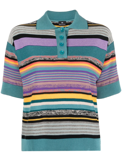 Ps By Paul Smith Glass Stripe Organic Cotton Polo Shirt In Multicolor
