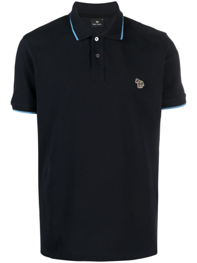 Ps By Paul Smith Logo Cotton Polo Shirt In Navy