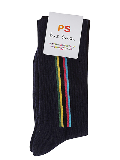Ps By Paul Smith Striped Cotton Socks In Blue