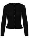 Thom Browne Crew Neck Cardigan W/ Contrast Trims In Wool Rib In Green