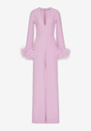 VALENTINO FEATHER-TRIMMED CADY COUTURE JUMPSUIT