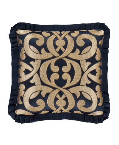 J Queen New York Biagio Square Embellished Decorative Pillow, 20" X 20" In Navy