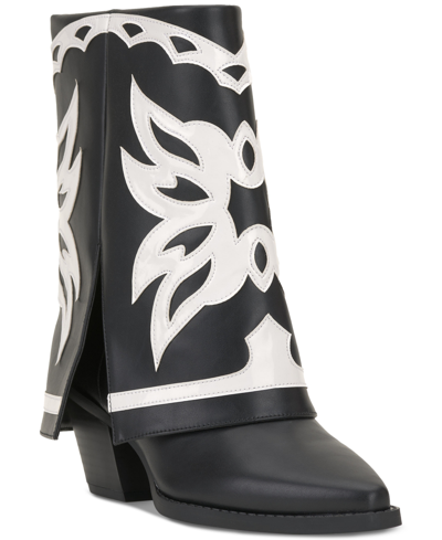 Inc International Concepts Women's Jadiza Fold-over Cuffed Cowboy Boots, Created For Macy's In Cognac Bling