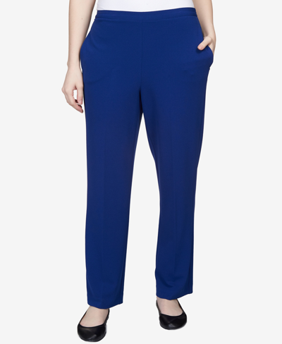 Alfred Dunner Petite Downtown Vibe Scuba Crepe Stretch Fit Pants, Petite & Petite Short In Royal Blue