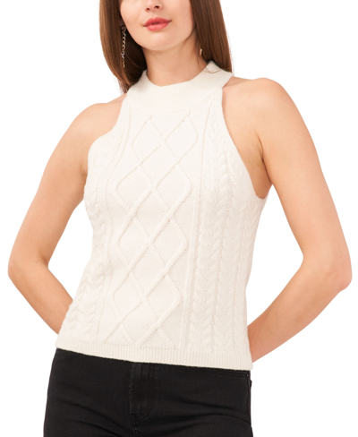 1.state Women's Sleeveless Cable-knit Halter Sweater In Antique White