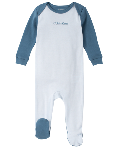 Calvin Klein Baby Boys Colorblock Cotton Footed Coverall In Blue