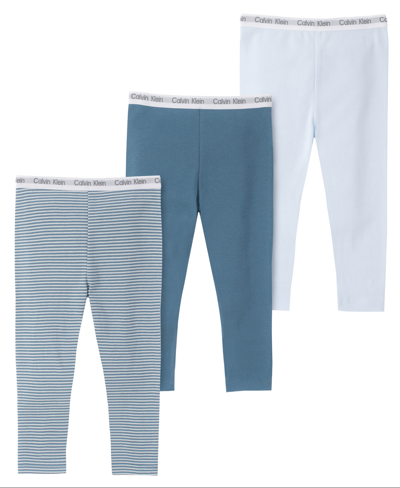 Calvin Klein Kids' Baby Boys Or Girls Organic Cotton Layette Pants, Pack Of 3 In Blue
