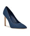 Nine West Women's Tatiana Stiletto Pointy Toe Dress Pumps In Dark Blue Denim- Textile